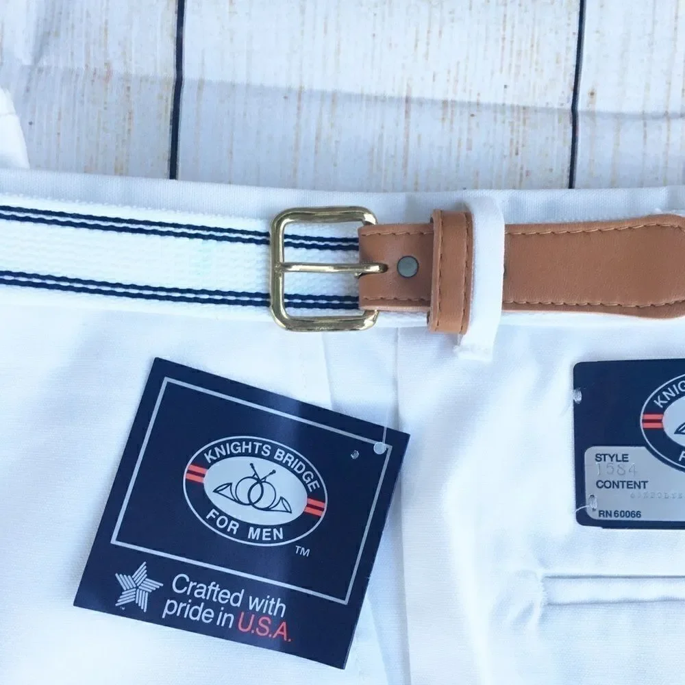 Knightsbridge White W/Belt Shorts Flat Front 50